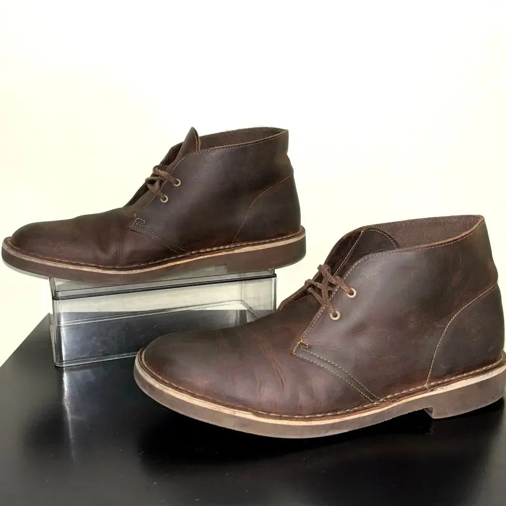 Clarks Brown Leather Chukka Ankle Boots  Lace-Up Desert Men’s 13